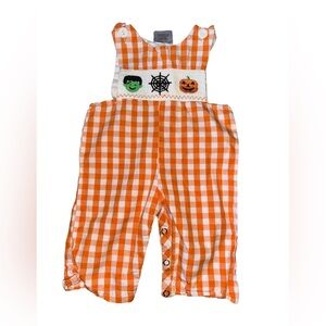 Kids Smocked Halloween Pumpkin Overalls